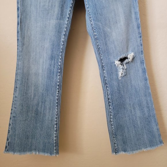 X-Ray Rainbow Embroidered Distressed Flare Denim Jeans - Picture 6 of 16